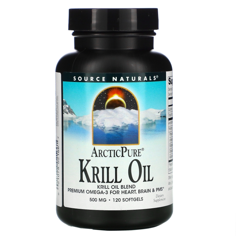 Source Naturals, Arctic Pure, масло криля, 500 мг, 120 желатиновых капсул