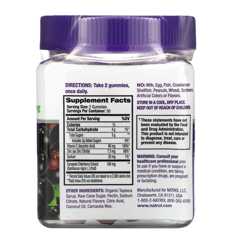 Natrol, Elderberry Immune Health, 100 mg, 60 Gummies