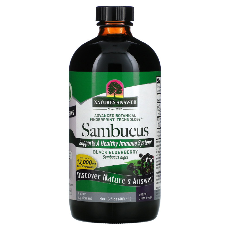 Nature's Answer, Sambucus, Black Elderberry, 12,000 mg, 16 fl oz (480 ml)