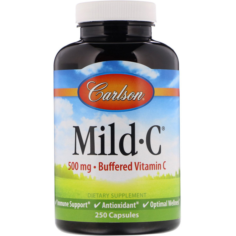 Carlson Labs, Mild·C, Витамин C, 500 мг, 250 капсул