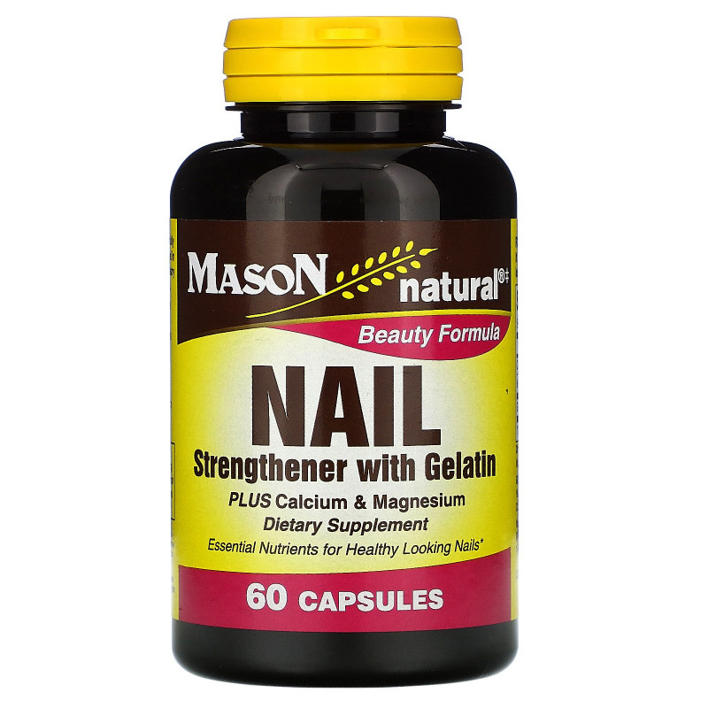 Mason Natural, Добавки для здоровых ногтей, с желатином, 60 капсул