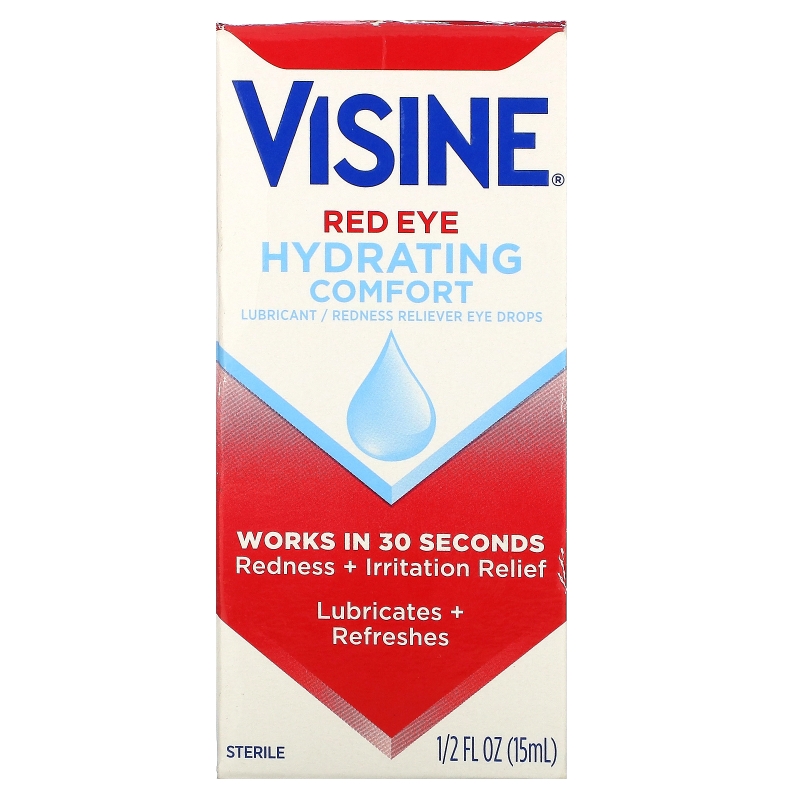 Visine, Red Eye, Hydrating Comfort, Lubricant/Redness Reliever Eye Drops, 1/2 fl oz (15 ml)