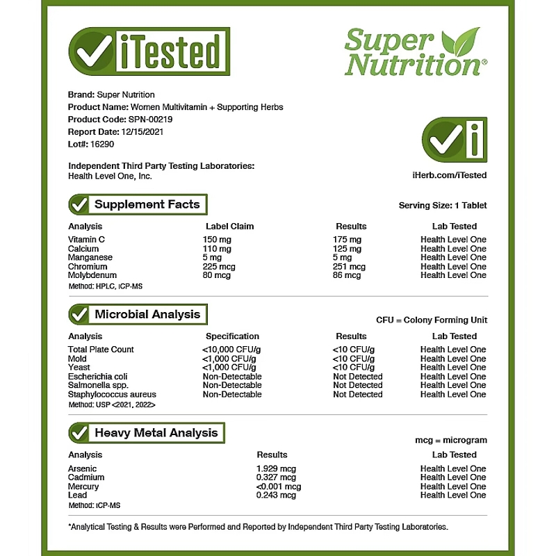 Super Nutrition, SimplyOne, Women’s Multivitamin + Supporting Herbs, Iron-Free, 90 Tablets