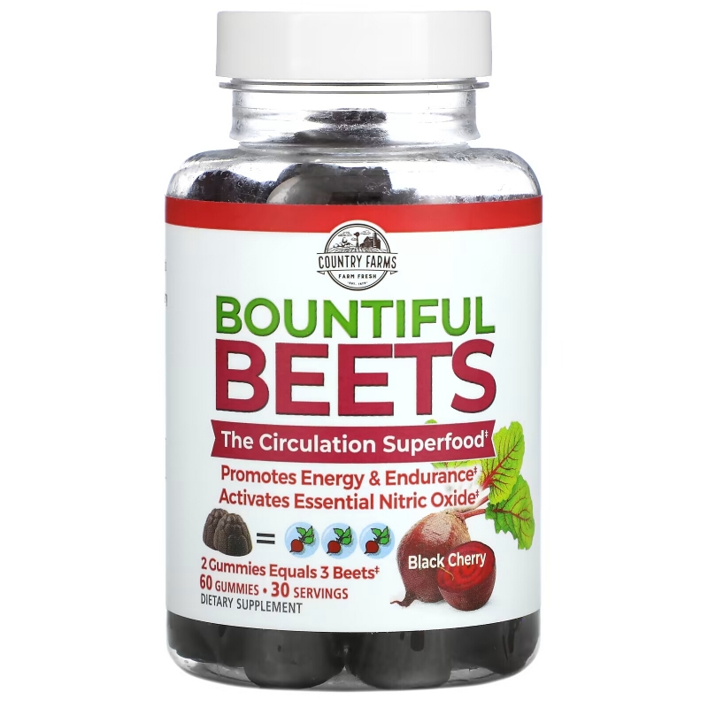 Country Farms, Bountiful Beets Gummies, Black Cherry, 60 Gummies