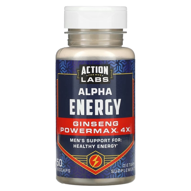 Action Labs, Alpha Energy, Ginseng Powermax 4x, Men's Support, 50 VegCaps