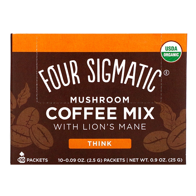 Four Sigma Foods Mushroom Coffee with Lion's Mane 10 Powder Bags 0.09 oz (2.5 g) Each