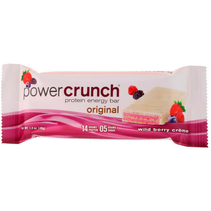 BNRG, Power Crunch, протеиновый энергетический батончик с сливочной начинкой и вкусом диких ягод, 12 шт. по 40 г