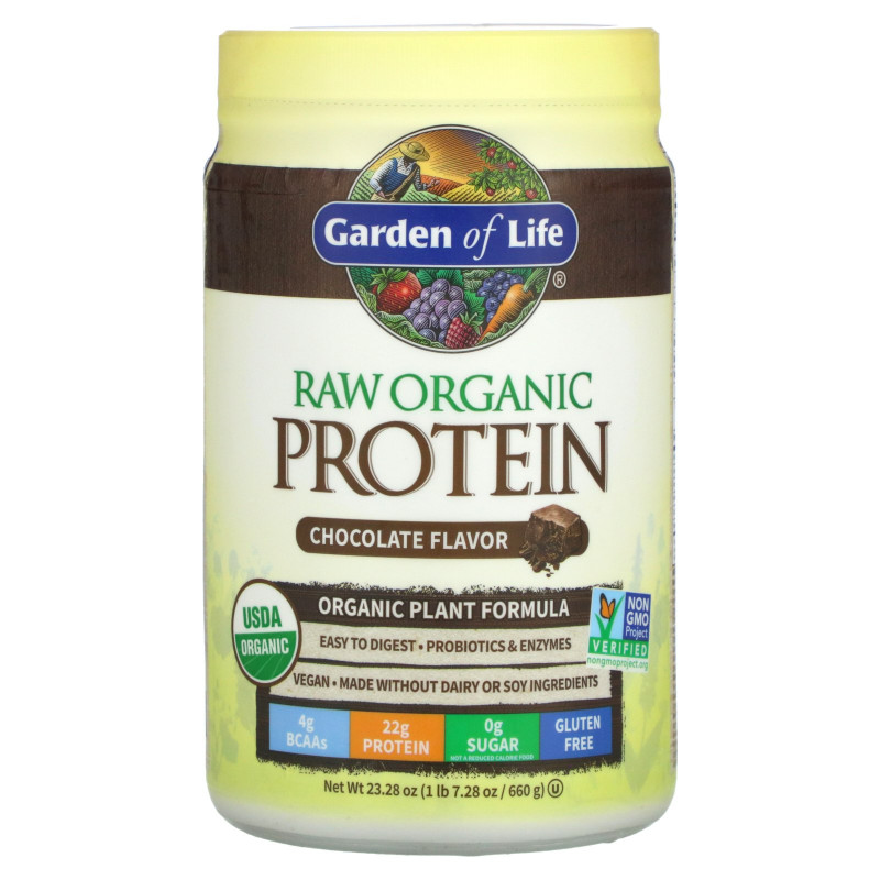 Garden of Life, Raw Organic Protein, органическая растительная формула, шоколадный, 664 г