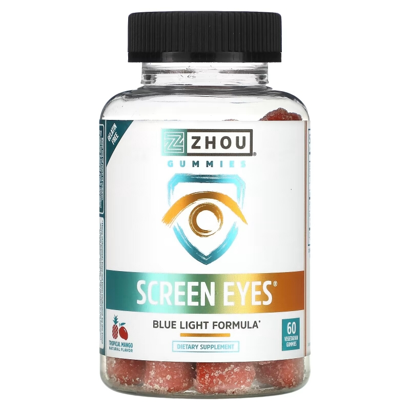 Zhou Nutrition, Screen Eyes, Tropical Mango, 60 Vegetarian Gummies