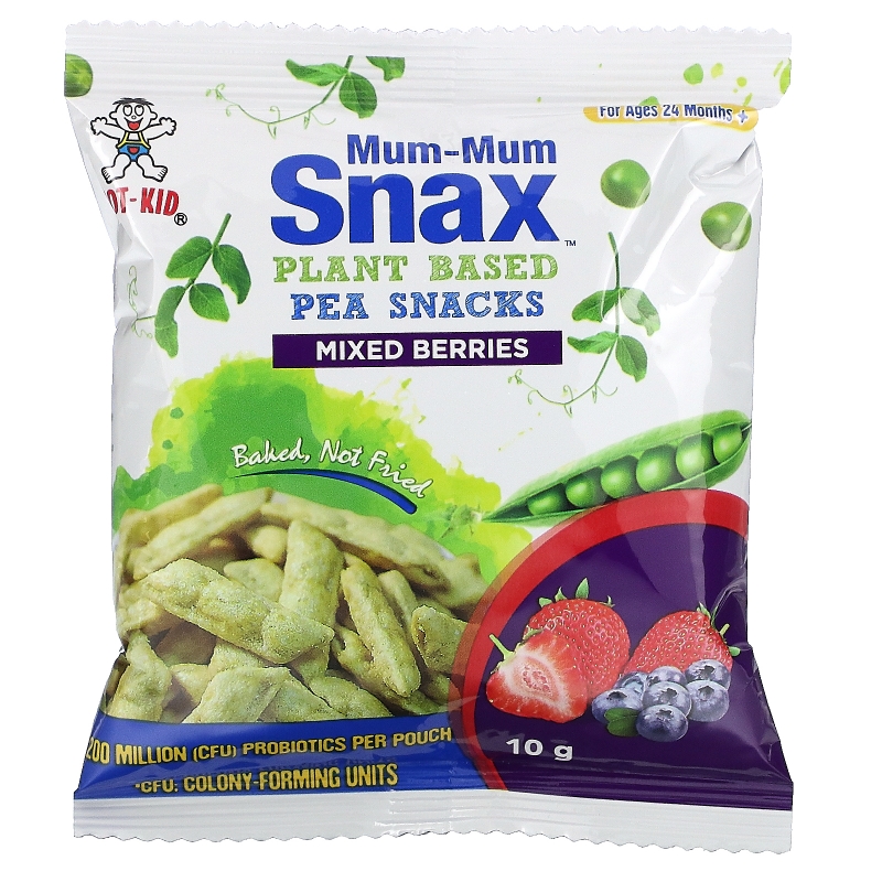 Hot Kid, Mum-Mum Snax, Baked Pea Snacks, Mixed Berries,  5 Pouches, 1.76 oz (50 g)