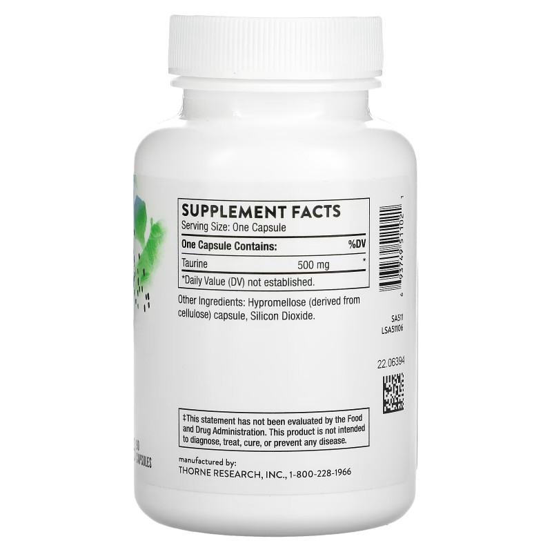 Thorne Research, Таурин, 90 вегетарианских капсул