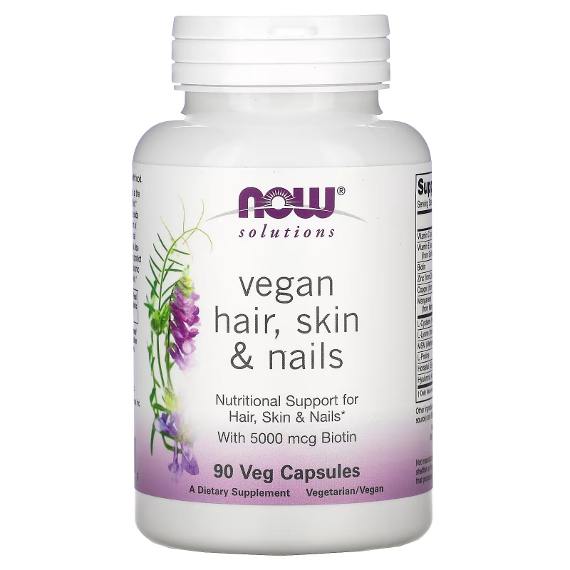 Now Foods, Solutions, Vegan Hair Skin & Nails, 90 Veg Capsules