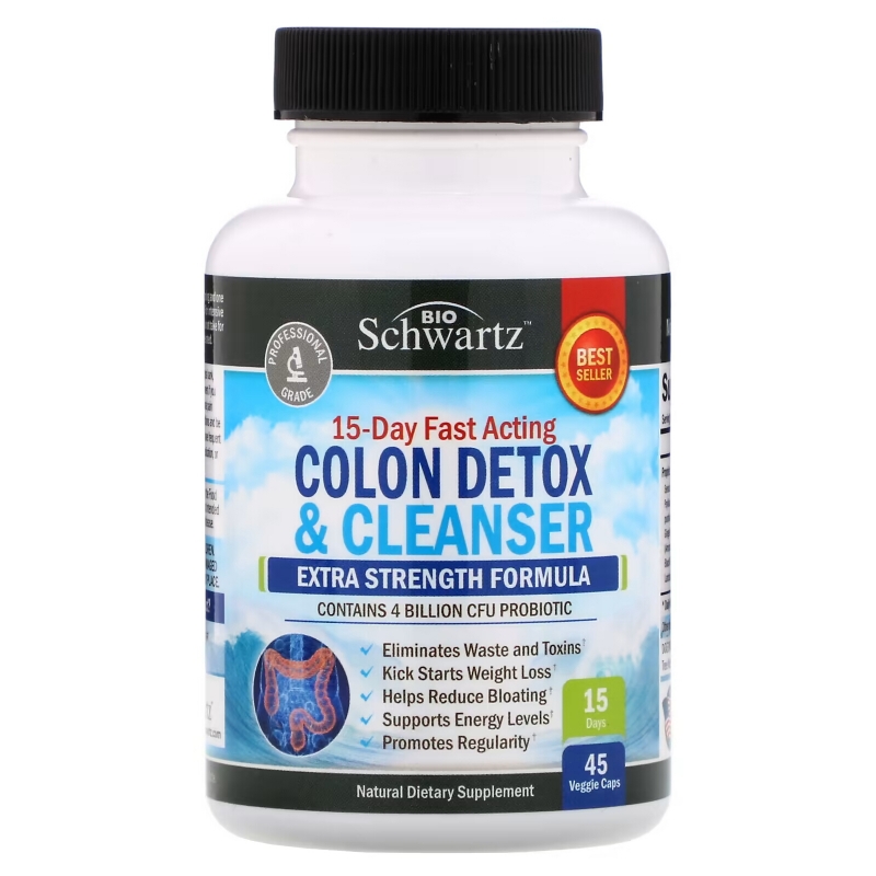 BioSchwartz, 15-Day Fast Acting Colon Detox & Cleanser, Extra Strength Formula, 45 Veggie Caps