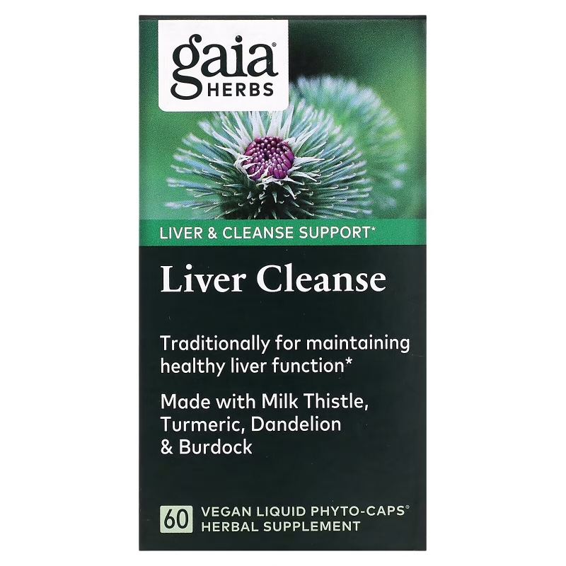 Gaia Herbs, Liver Cleanse, 60 вегетарианских фито-капсул с жидкостью