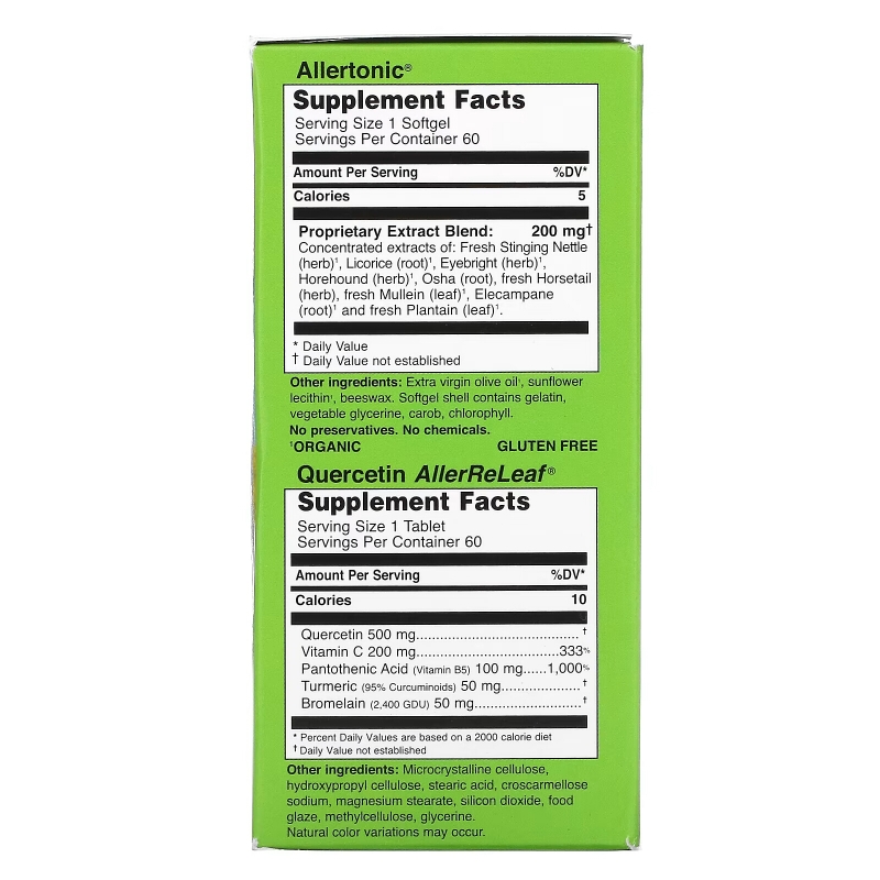 Herbs Etc. Противоаллергенная система ReLeaf в таблетках 2 бутылки 60 гелевых капсул/таблеток