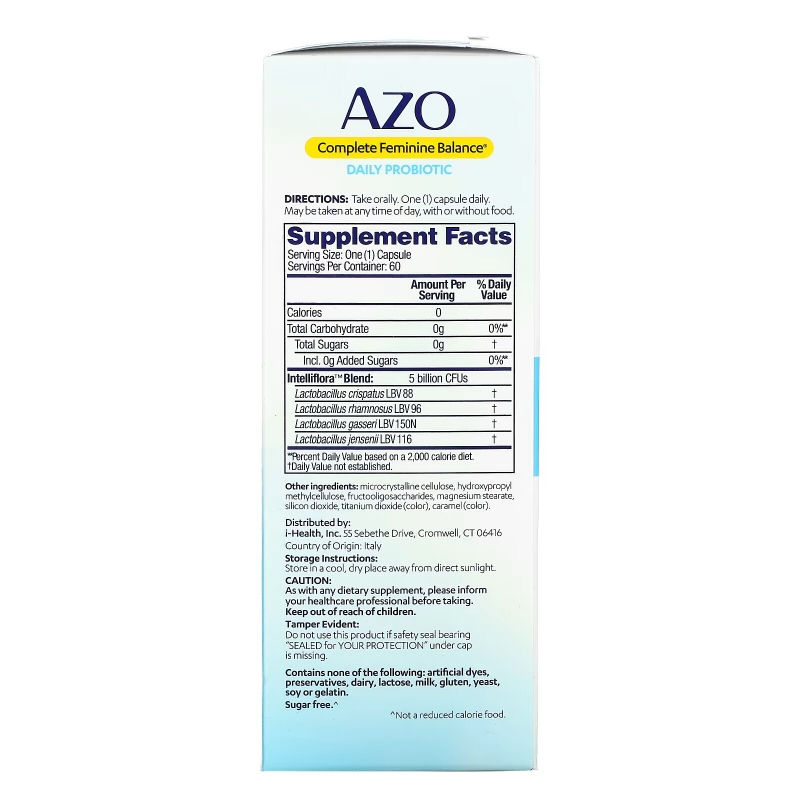 Azo, Complete Feminine Balance, Daily Probiotic, 60 Once Daily Capsules