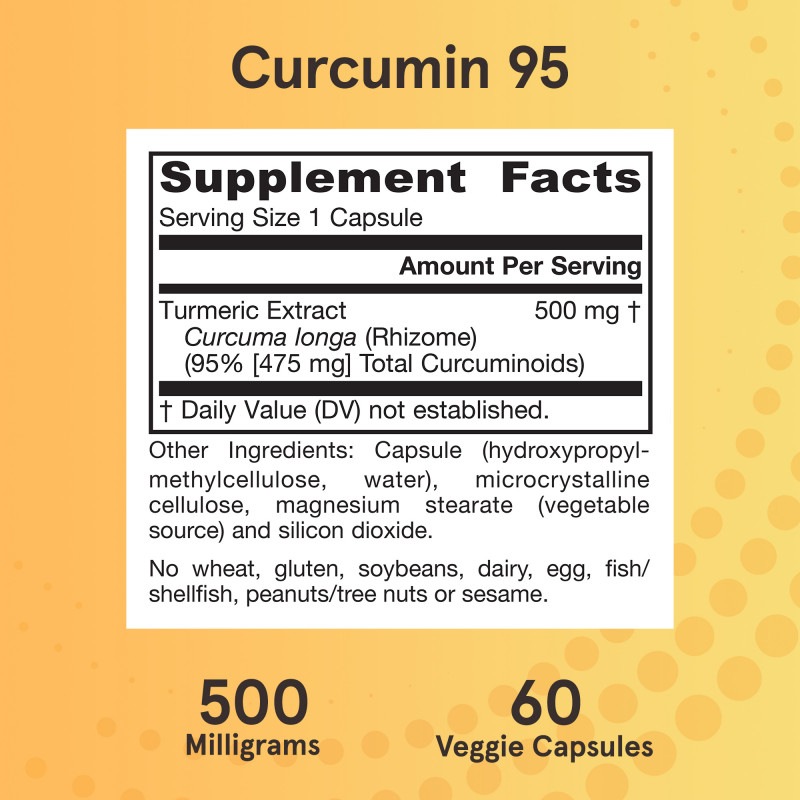 Jarrow Formulas, Куркумин 95, 500 мг, 60 вегетарианских капсул