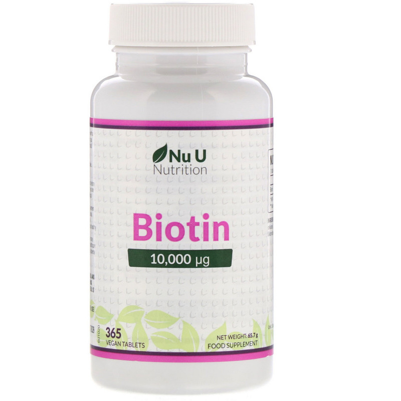 Nu U Nutrition, Biotin, 10,000 µp, 365 Vegan Tablets