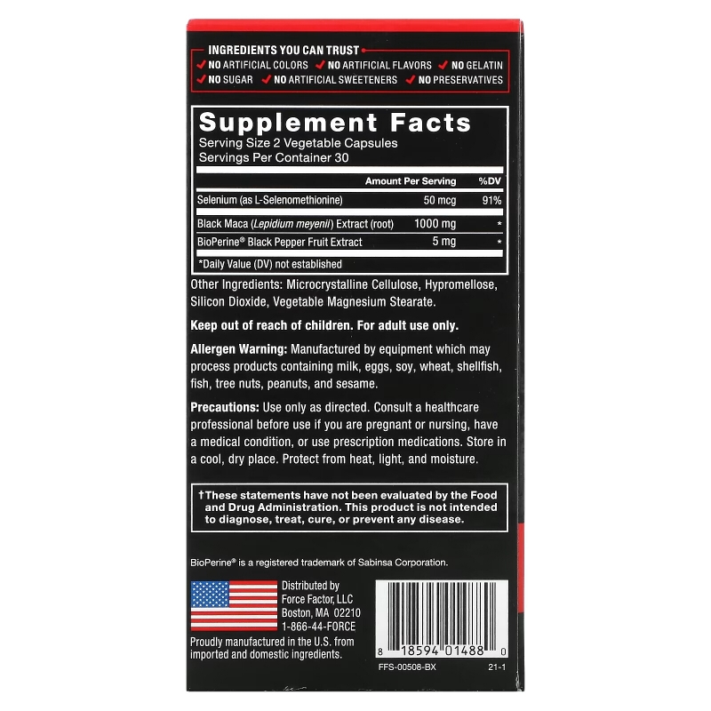Force Factor, Black Maca, 60 Capsules