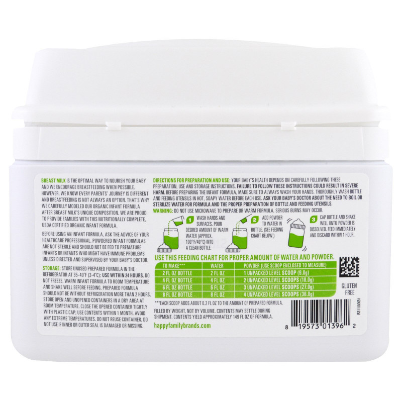 Happy Family Organics, Organics Happy Baby, формула для грудных детей, этап 2, 6-12 месяцев, 21 унция (595 г)