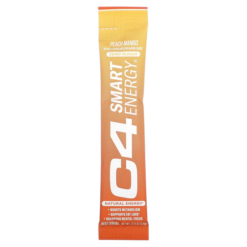 Cellucor, C4 Smart Energy Drink Mix, Peach Mango, 14 Sticks, 0.13 oz (3.8 g) Each