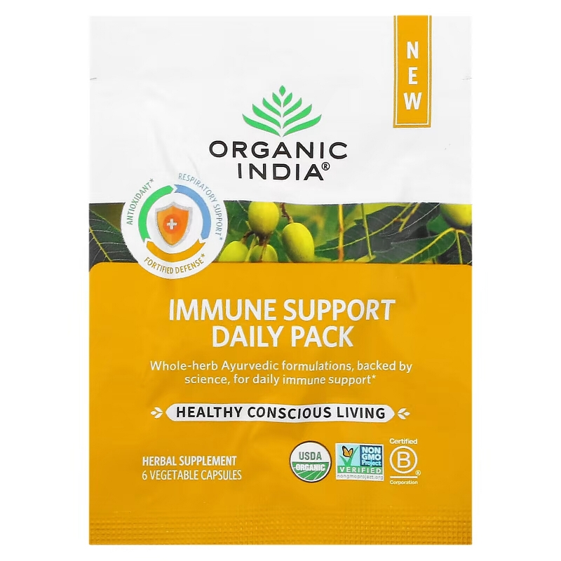 Organic India, Immune Support Daily Pack, 30 Daily Packs, 180 Vegetable Capsules