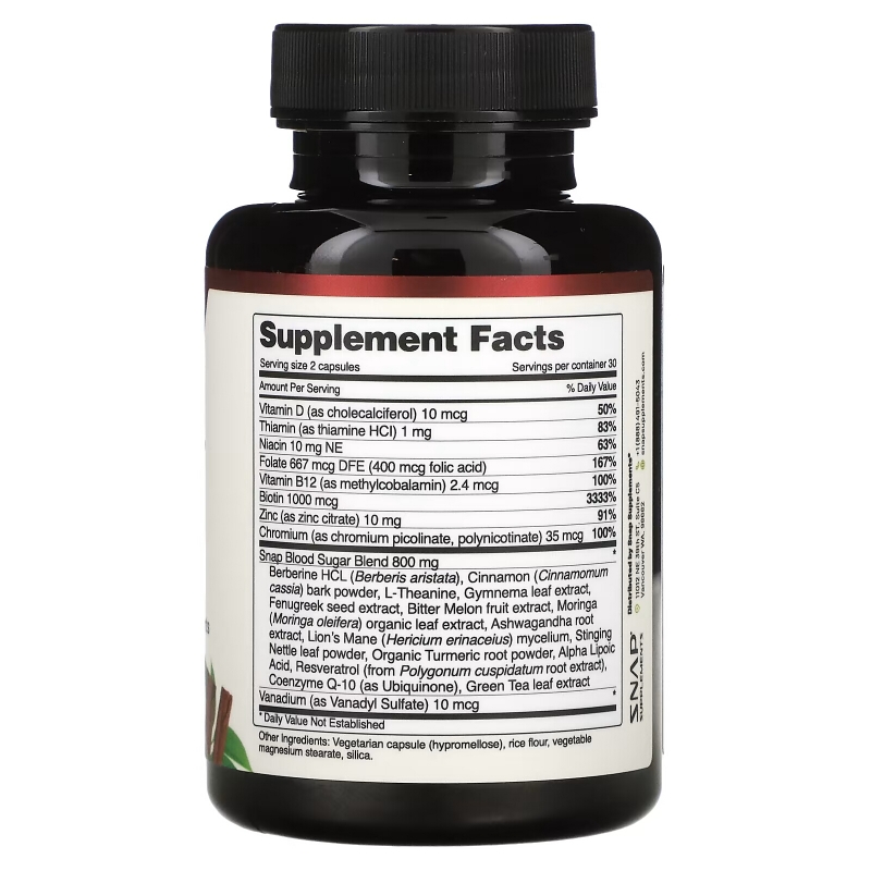 Snap Supplements, Blood Sugar Blend , 60 Capsules