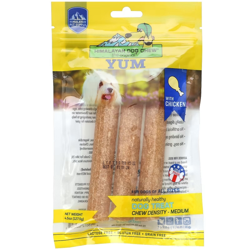 Himalayan Pet Supply, Himalayan Dog Chew, Yum, Medium, All Sizes, Chicken, 4.5 oz (127.5 g)