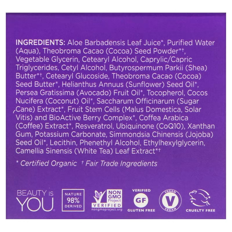 Andalou Naturals, Skin Food Beauty Mask, Avo Cocoa, Age Defying, 1.7 oz (50 g)