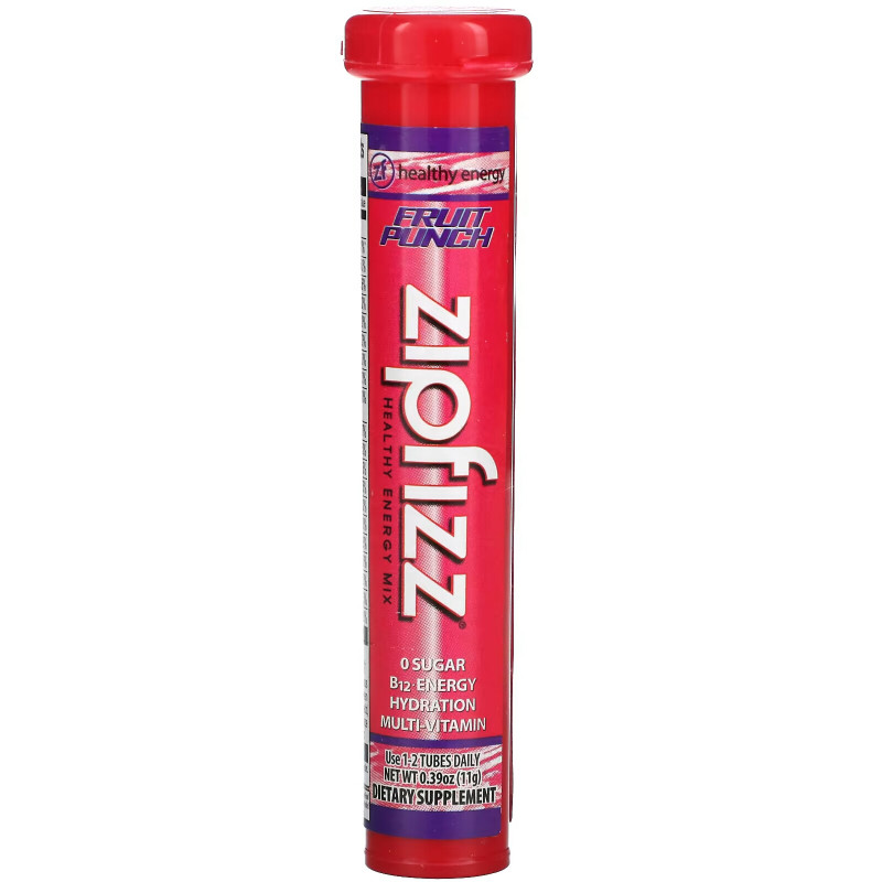 Zipfizz, Healthy Sports Energy Mix with Vitamin B12, Fruit Punch, 20 Tubes, 0.39 oz (11 g) Each