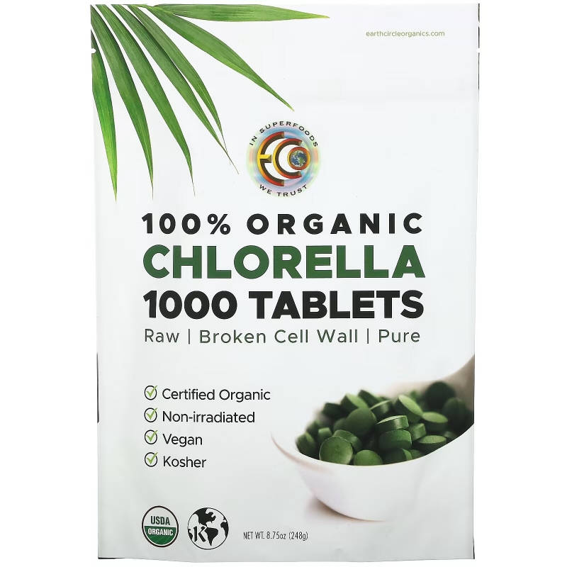 Earth Circle Organics, 100% Organic Chlorella Tablets, 1,000 Tablets, 8.75 oz (248 g)