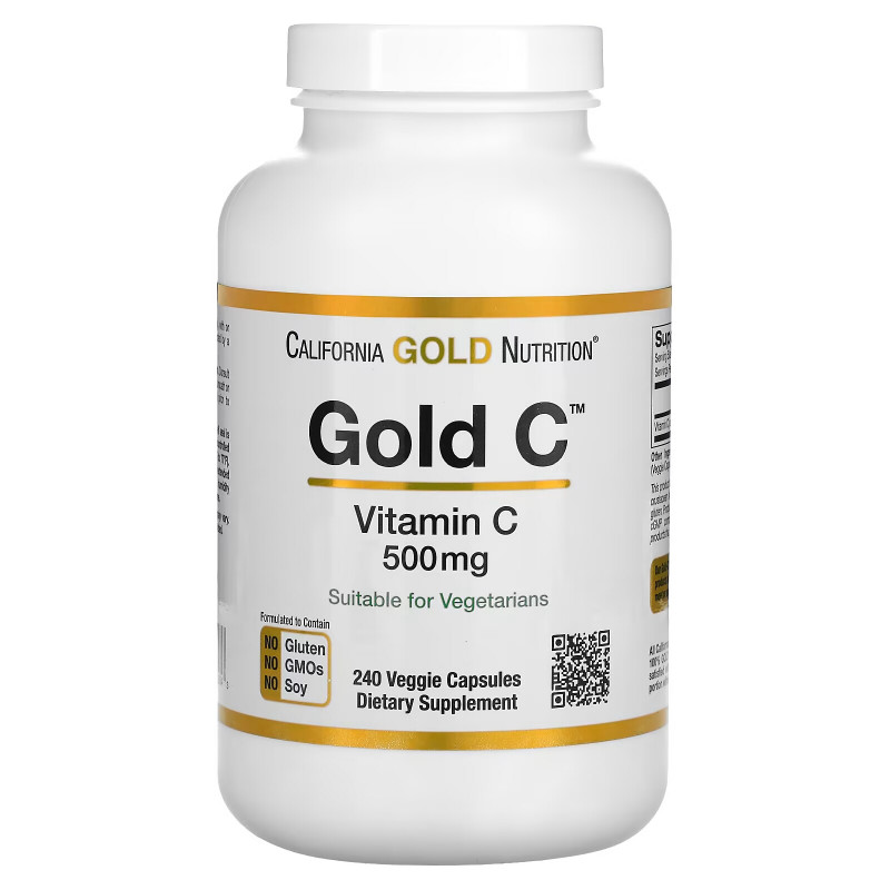 California Gold Nutrition Витамин С Quali-C 500 мг 240 вегетарианских капсул