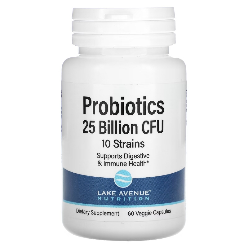 Lake Ave. Nutrition, Probiotic, 10 Strains, 25 Billion CFU, 60 Veggie Capsules