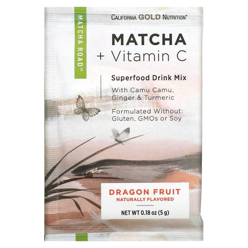 California Gold Nutrition, MATCHA ROAD, Matcha + Vitamin C - Dragon Fruit, 10 Count